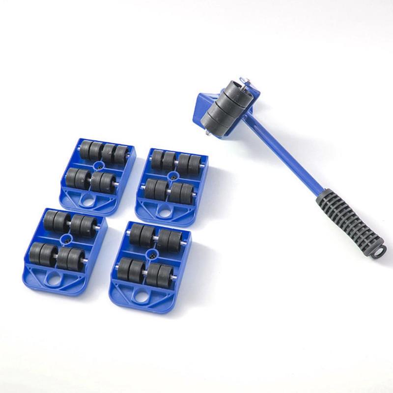 

5Pcs Professional Furniture Transport Lifter tool Set Heavy Stuffs Moving Hand Tools Set Wheel Bar Mover Device