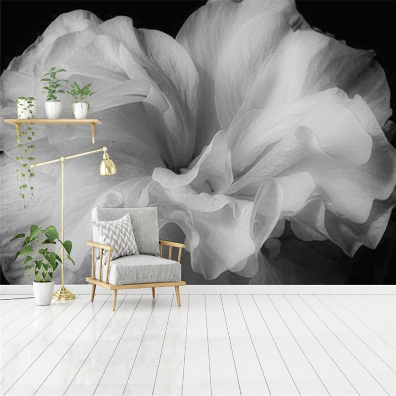 

Customize Beautiful hand-painted oil painting flower Nordic simple mural wall custom large mural wallpaper Papel de parede, Fiber canvas