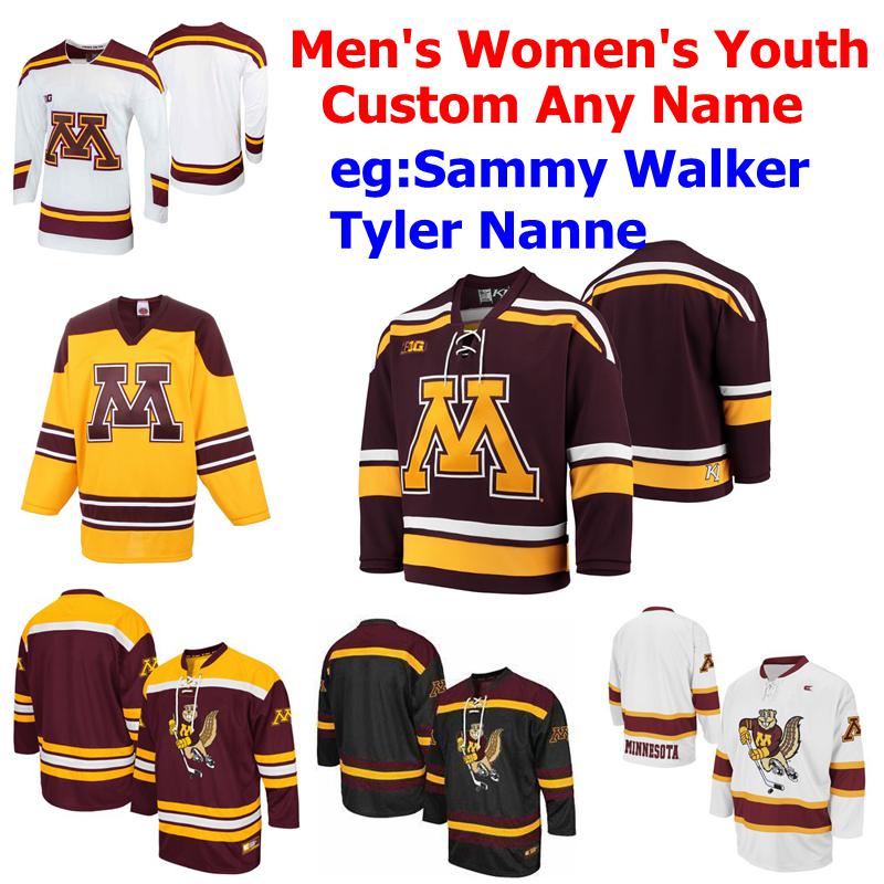 

Custom Minnesota Golden Gophers College Ice Hockey Jerseys Men's Robbie Stucker Jersey Jack Perbix Jared Moe Matt Staudacher Stitched, Mens yellow
