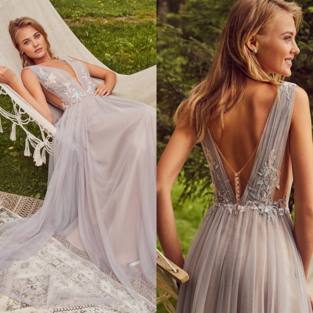 

2020 Beautiful A Line Evening Dresses Tulle Applique Prom Dress Floor V Neck Length Formal Dresses, Chocolate