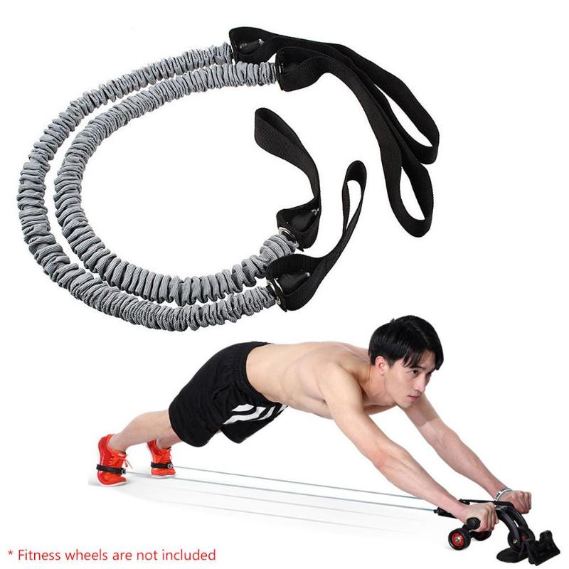 

2Pcs Abdominal Wheel Pull Rope Elastic Fitness Resistance Band Home Workout Tool Rubber Expander Elastic Bands Fitness with Bag