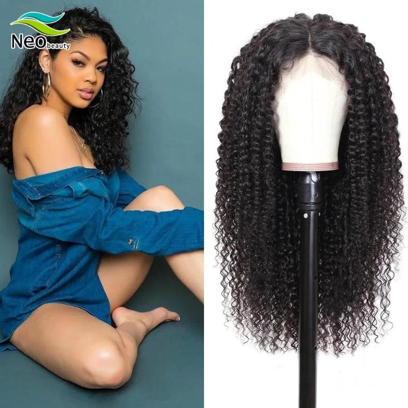 

13*4 Kinkly Curly Lace Front Human Hair Wigs With Baby Hair Brazilian Remy Human Wig For Black Women Pre-Plucked Wig, As pic