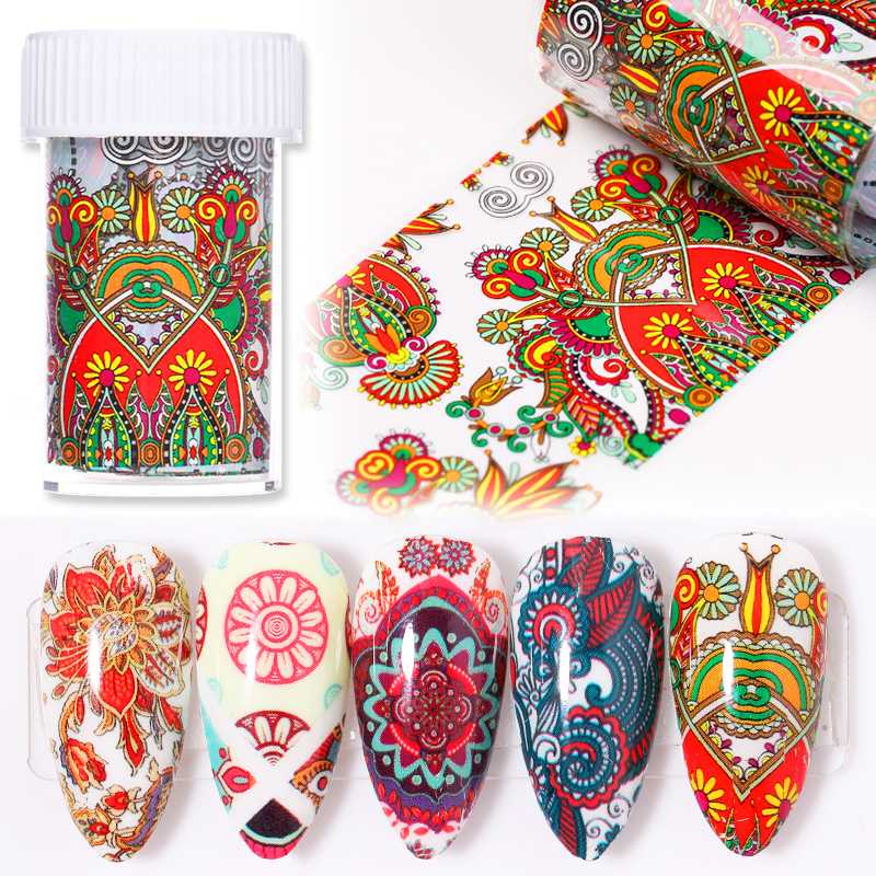 

1 Box Nail Stickers Purple Colorful Nail Series Foils Art Transfer Sticker Paper Art DIY Design Decorations Wraps