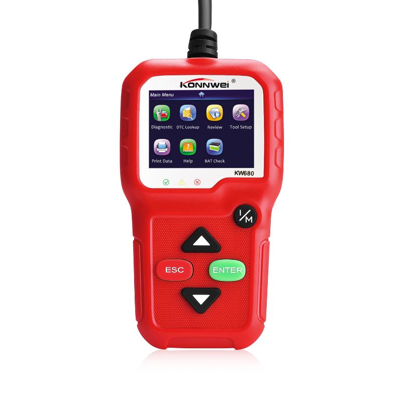

KW680 Car Diagnostic Tool OBDII Vehicle Scanner Code Support MEL- Malfunction Indicator Light Multilanguage
