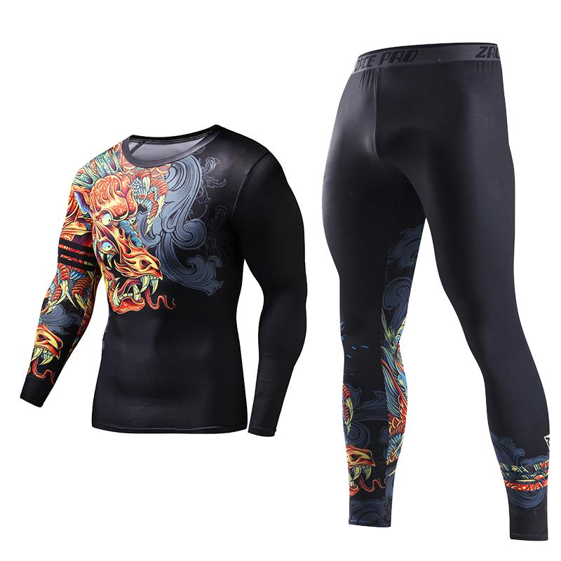 

Tracksuits Plus Size Skinny Men Compression Polyester Two Piece Set Funny T Shirt Fashion Full Men Suits, Black