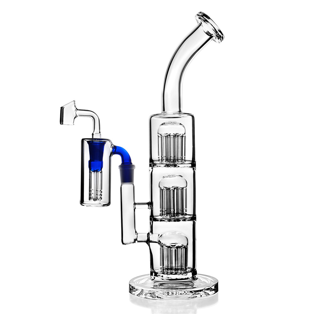

Three Layers Arm Tree Glass Water Bongs Recycler Dab Rigs Percolater Dab Rig with Banger Glass Bong Water Pipe 14mm Ash Catcher