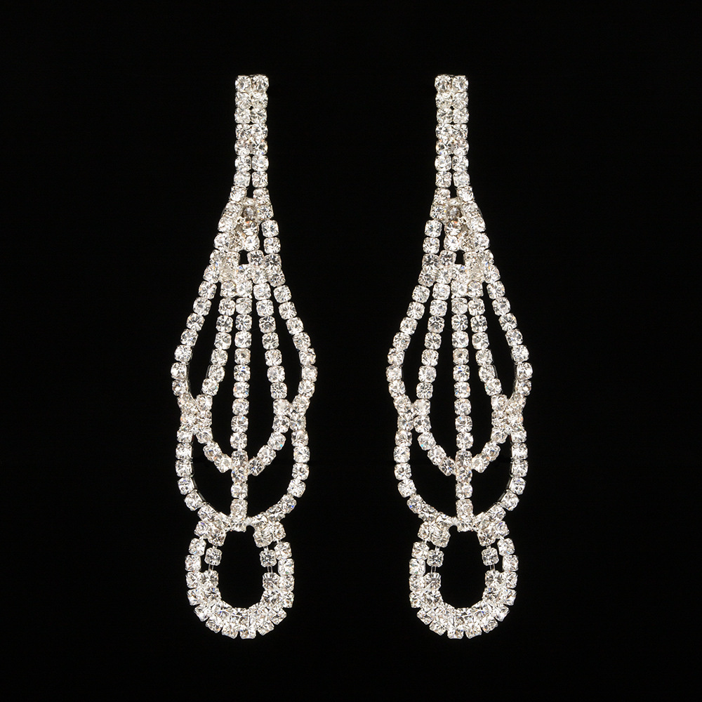 

Classic Crystal Ear Nail Temperament Fully-jewelled Earrings Geometry Earring