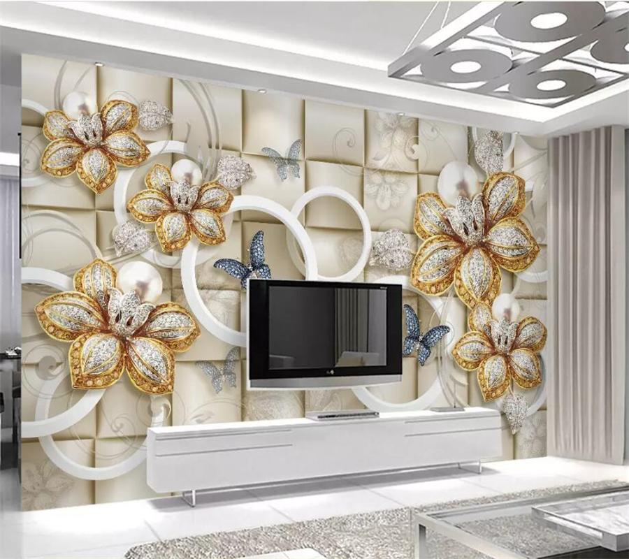 

Custom wallpaper 3d photo murals circle gorgeous pearl flower soft pack restaurant background wall paper papel de parede, As pic