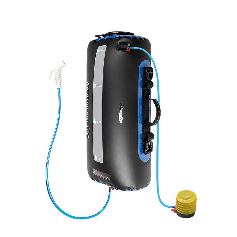 

20L Solar Heating Water Bag Outdoor Camping Shower Bag Picnic Self-Driving Tour Water Storage Overwater Life-Saving Backpack, Ordinary air pump