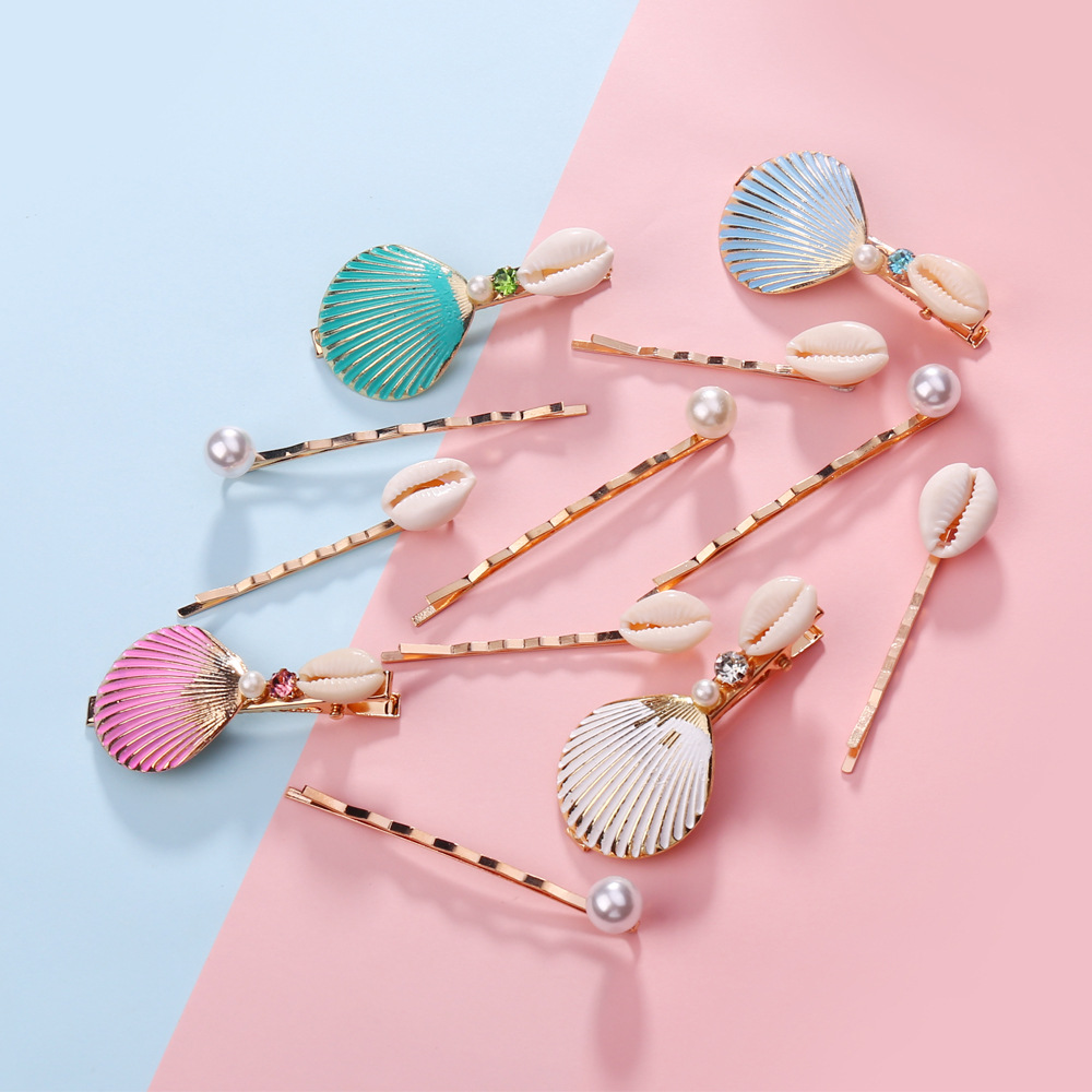 

Fashion 18 K Gold Plated Starfish Shell Charm Hair Clips Barrettes 3 PCS/Set