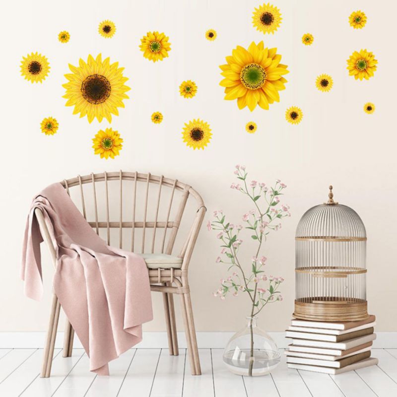 

Sunflower Sticker Home Flower Plant Self-adhesive Living Room Bedroom Art Graffiti Wall Stickers Home Decoration Stickers2020