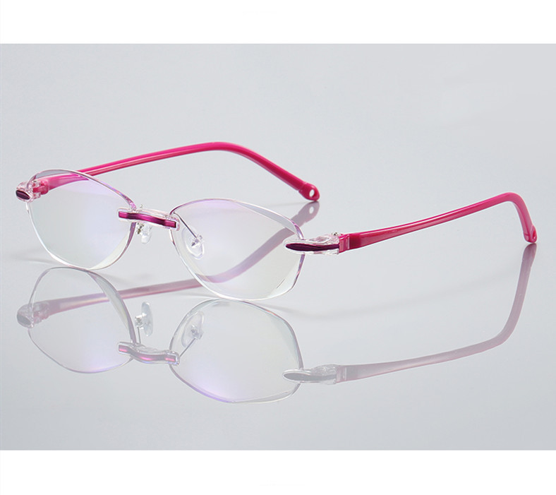

Women Men reading glasses 2019 New frameless diamond trimmed presbyopic glasses with blue-light-proof blue film 2 colors TR902