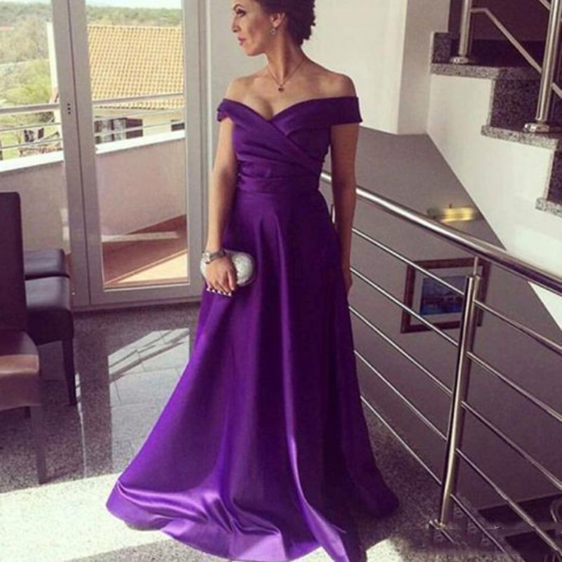 Sexy Encolure satin robes de soirée 2020 Longueur étage long A-ligne formelle robe de bal Simple Parti arabe Robes
