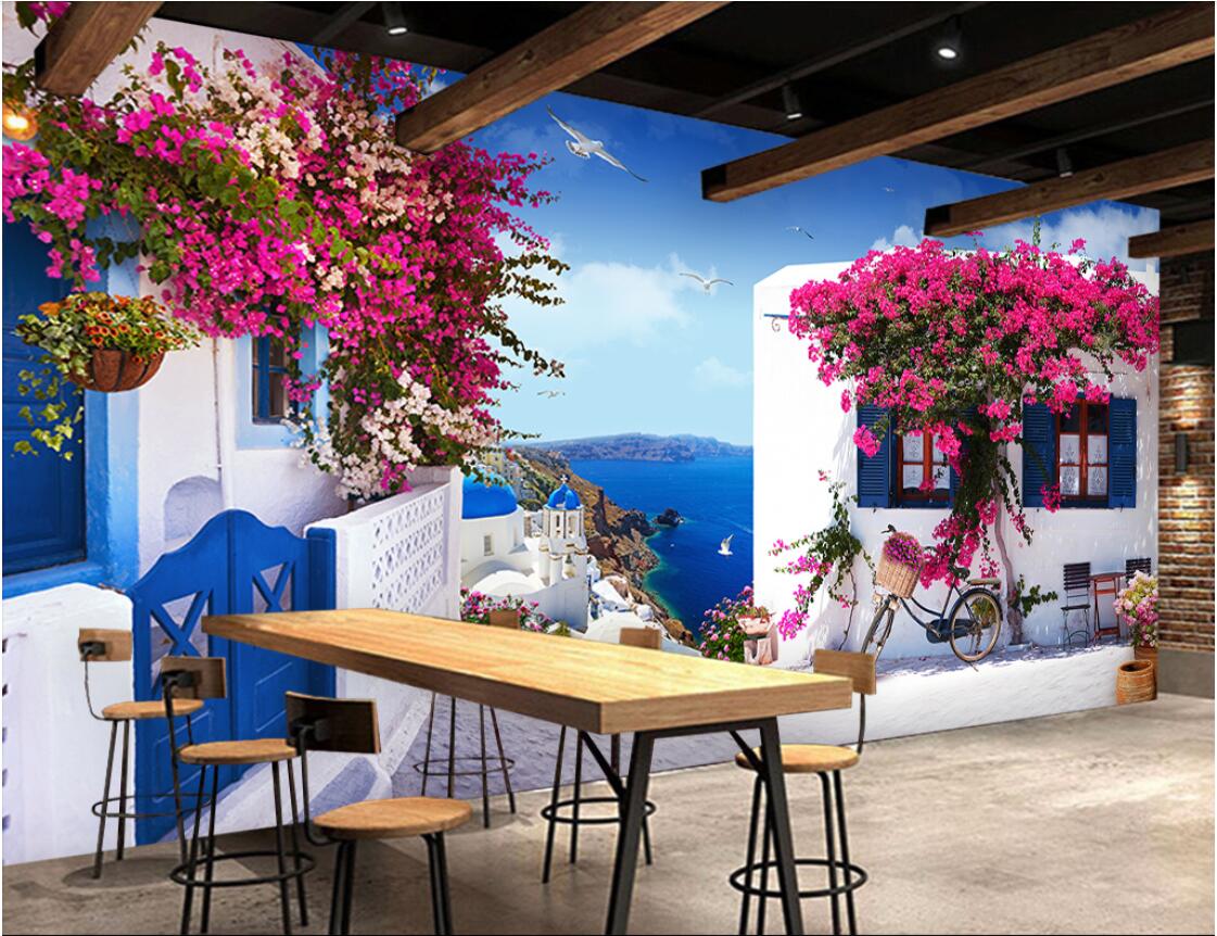 

3d room wallpaper custom photo non-woven Mediterranean window rose roses background wall murals wallpaper for walls 3 d, Picture shows