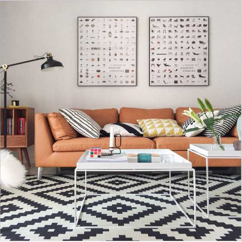 

Nordic Minimalist Black And White Geometry Living Room Carpet Bedroom Carpet Home Decor Floor Mat Modern Area Rugs For Bedroom