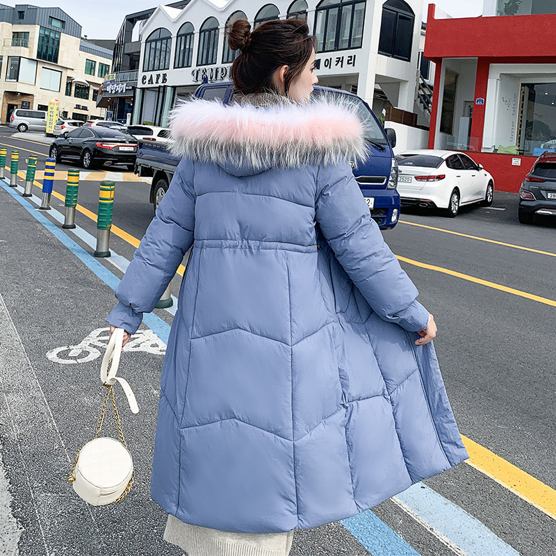 

2019 Winter Loose Coat Down Cotton Girls Long Fund Overknee Cotton-padded Clothes Woman Ins Easy Cotton-padded Jacket Tide, Black