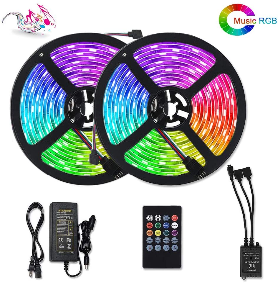 

LED Strip Lights Sound Activated, 32.8 ft LED Strip Lights Music Sync, 300 LEDs RGB LED Strip Lights 5050 Color Changing Tape
