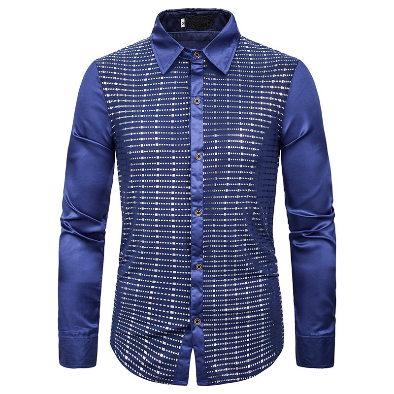 

HIRIGIN New Men' Slim Fit Casual Shirt Long Sleeve Dress Shirts Plaid Cotton Shirt Tops Man Turn-down Collar Tuxedo Shirts