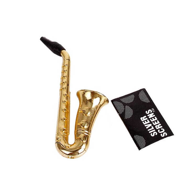 

Novel Creative Smoking Card with Mesh Set Metal Pipe Gold-plated Saxophone Small Filter Smoke Nozzle