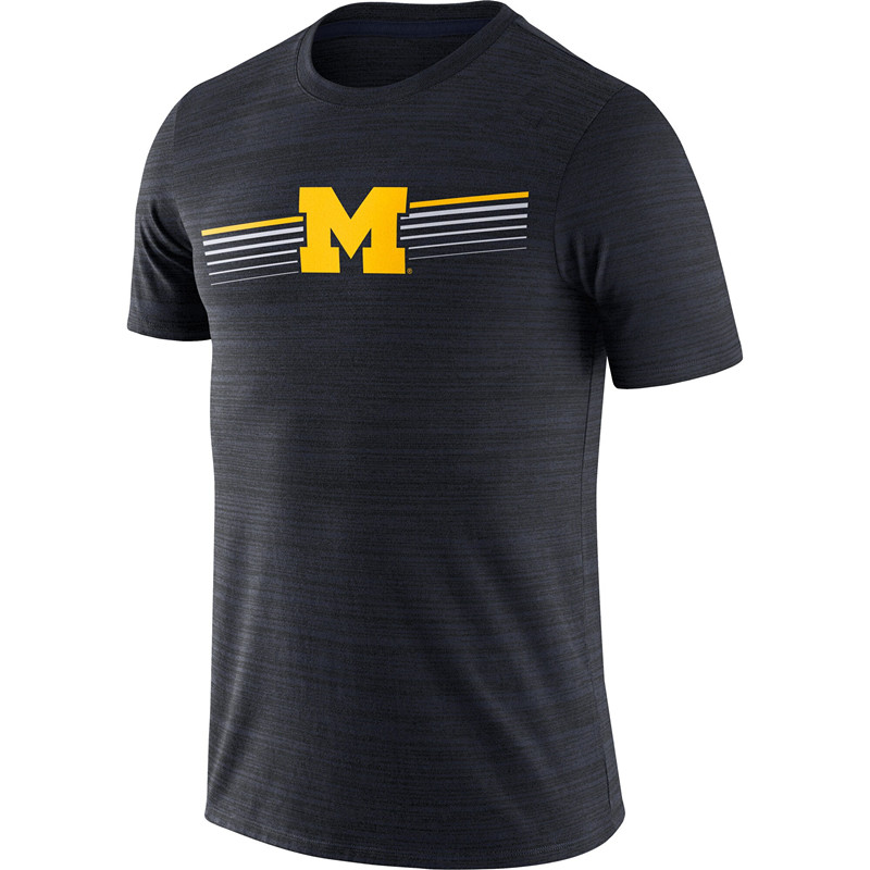 

Michigan Wolverines Velocity Legend Performance T-Shirt Short Sleeve O-Neck Tee Printed Team Sports Tshirts Size S-4XL, As shows