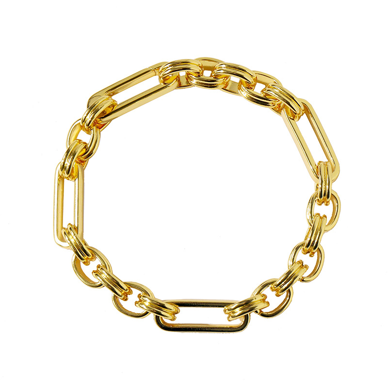 

Classic Thick Cross Lock Chain Bangle Gold Color Bracelets For Women Fashion Jewelry (DJ1425)