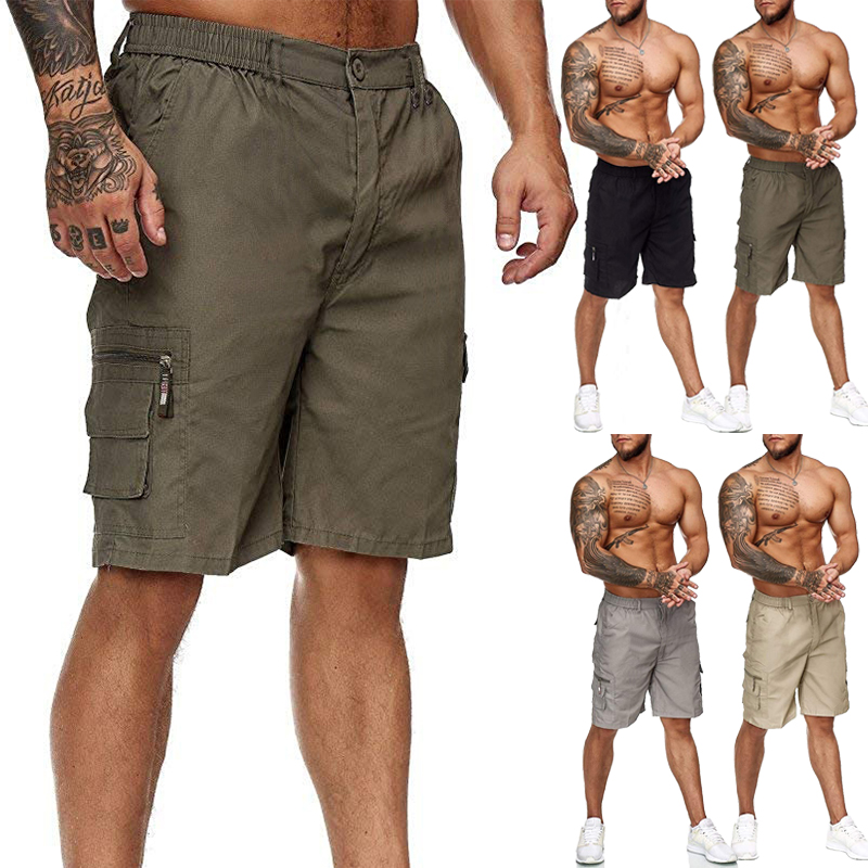 

2020 New Summer Fashion Men' Cargo Shorts Multi-pocket Shorts Sport Casual Male Loose Fit Cotton Summer Outdoor, 123 army green