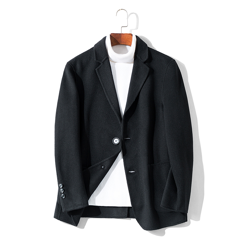 

Boollili Spring Autumn Wool Coat Men Short Double-sided Male Jacket 2020 Korean Mens Coats and Jackets Casaco Masculino, Black