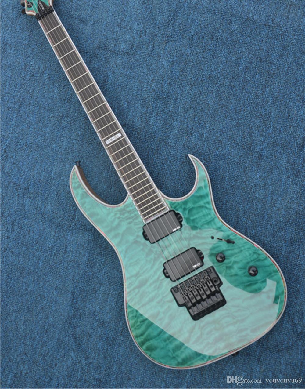 Custom factory wholesale best price, green electric guitar body, black hardware, customizable design!
