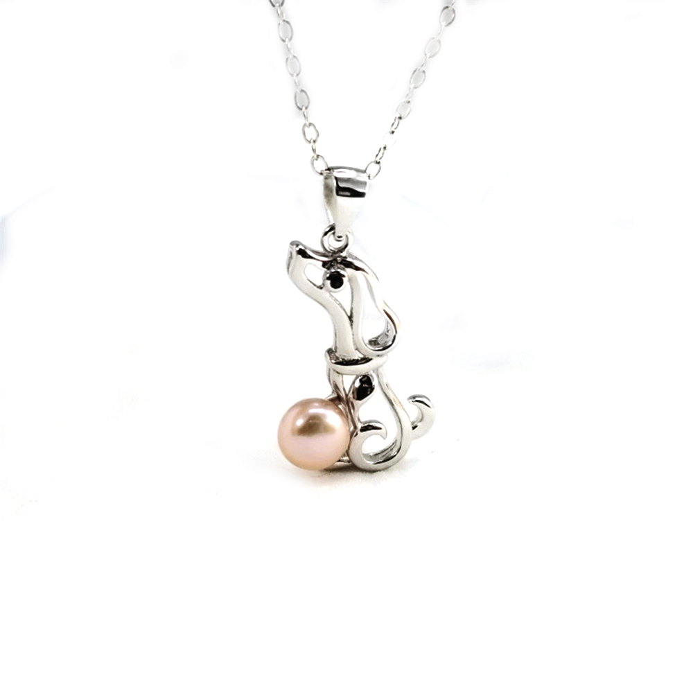 100% Solid 925 Sterling Silver Cute Labrador Pearl Pendant Necklace Settings Mounting Semi Mount Women's DIY Jewelry Findings Gift DZ072-image-515482412