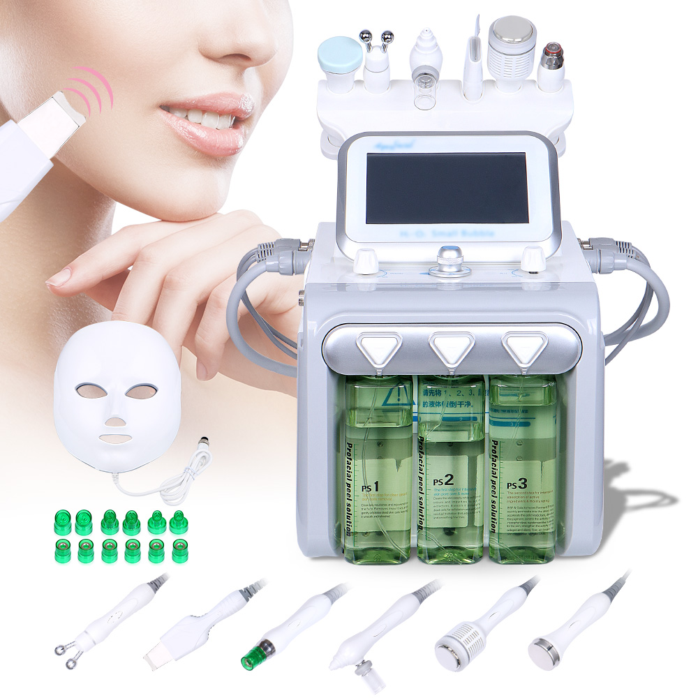 

High Performance Ultrasonic Vacuum RF Hydro Oxygen Jet Spray Facial Skin Whitening Tighten BIO Micro Current Machine LED Facial Mask