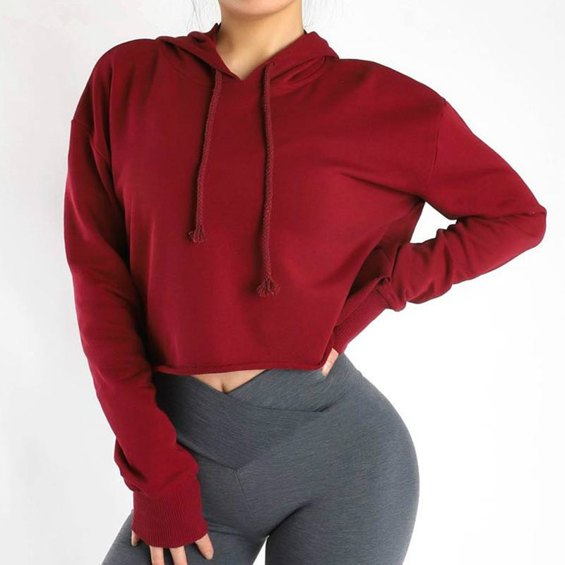 

Short Style CUT OUT Cotton Hoodie Fitness Gym Crop Tops Women Plain Loose Dance Sport Crop Sweatshirts Workout Cropped Hoodies, Beige