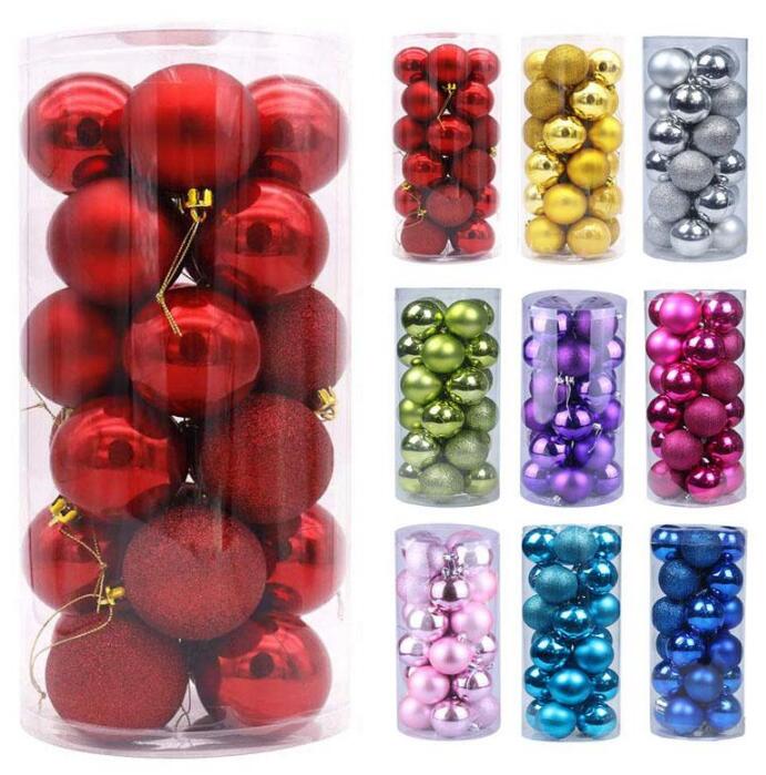 

Christmas Tree Decor Ball Xmas Party Hanging Ball Ornament decorations for Home Christmas decorations Gift 24pcs 3cm/1.2" balls per box