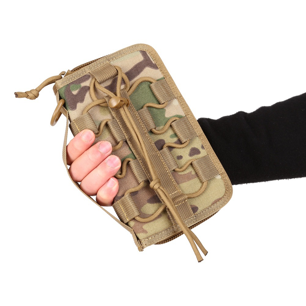 

Tactical Holster Molle Wallet Pouch Men Handbag Large Capacity Outdoor Camo Phone Bag Universal Camping Hiking Case, Khaki
