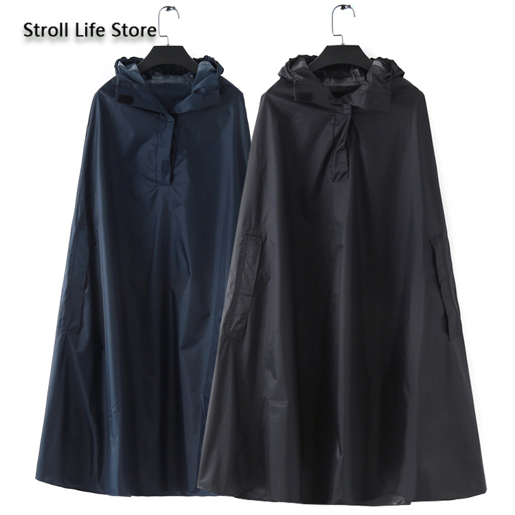 

Raincoats Long Raincoat Hooded Rain Poncho Cover Women Suit Jacket Black Coat Waterproof Windbreaker Kurtka Damska Gift