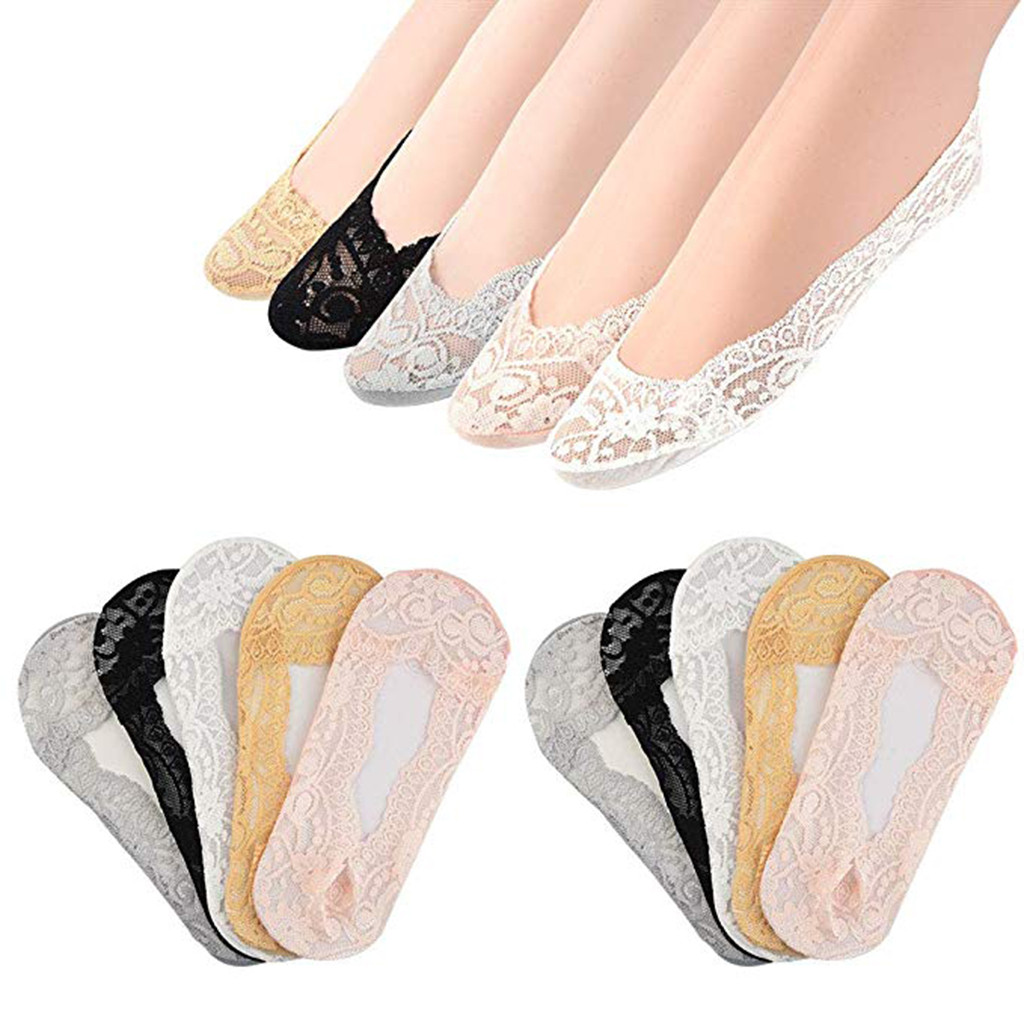 10 Pares Mujer Mocasín invisible Antideslizante Corte bajo Calcetines respirar Amor Corazón Barco