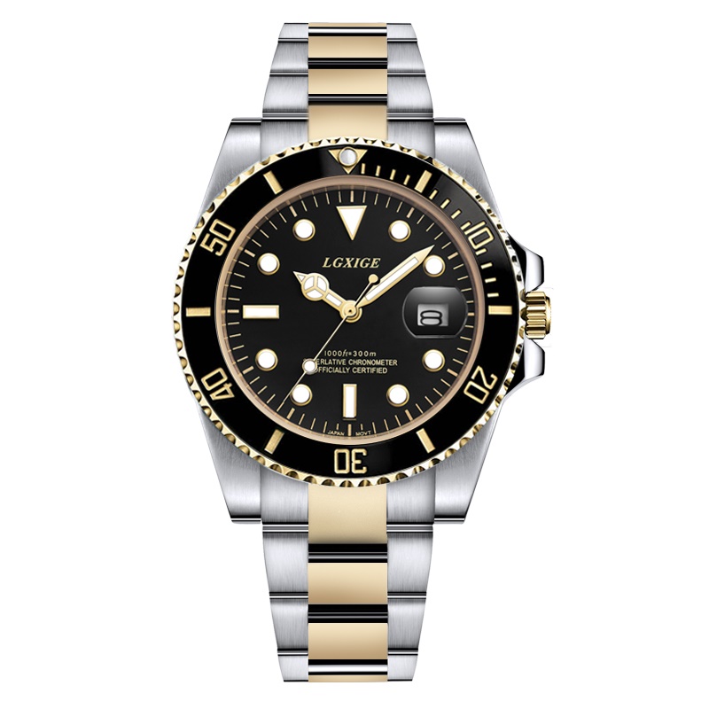 

Watch Submarine Waterproof Sport Gold Role Watches 40MM Quartz Watch 50M Sports Men Watches Brvrt, Slivery;brown
