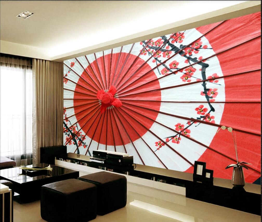 

3d room wallpaper cloth custom photo mural Creative umbrella Japanese style living room TV background wall wallpaper for walls 3 d, Non-woven fabric