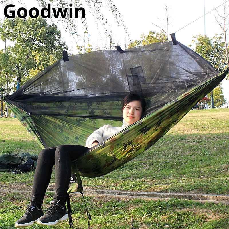 

Outdoors Camping Hammock With Mosquito Net RipStop Nylon Lightweight Bug Free Hiking Backpacking Portable Double Reversible