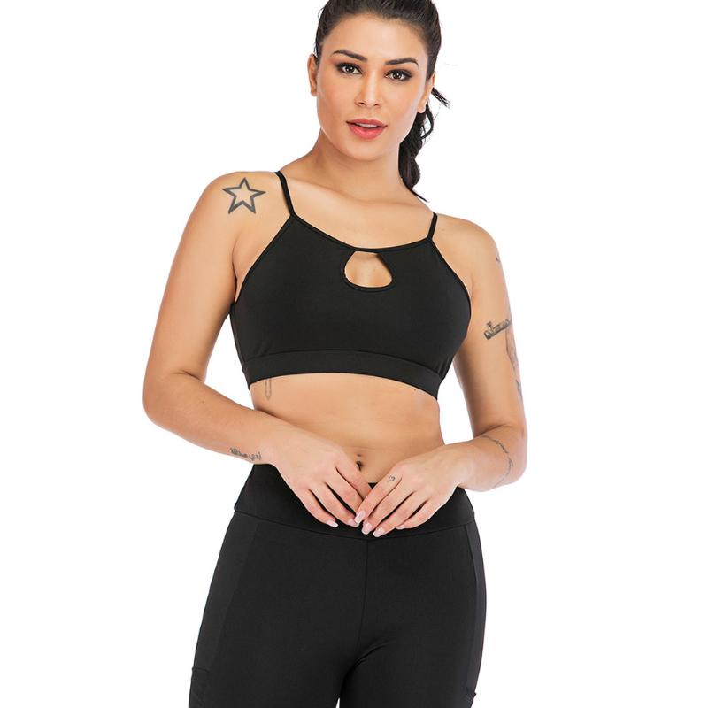 

New Women Sports Bra Solid Color -proof Breathable Strappy Backless Yoga Vest for Fitness Drop Shipping, As pic