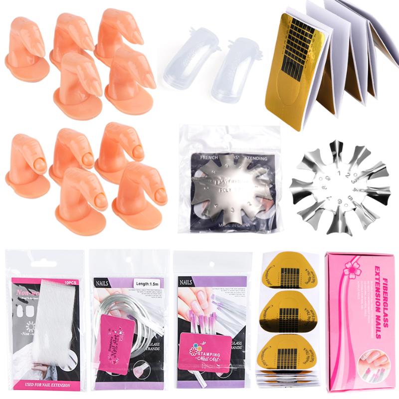 

Professional Nail Art Equipment Set Fiberglass Quick Extension Tip Practice Fake Finger Building Nail Forms Manicure tool BE1602