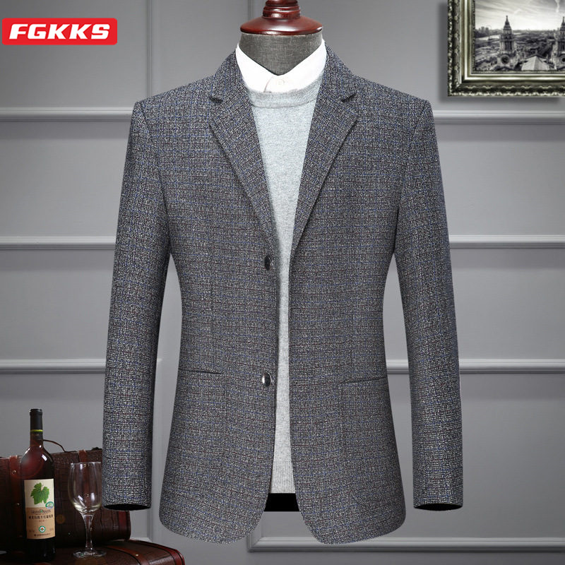 

FGKKS Brand Men Blazers Korean Version Wild Men's Office High Quality Suit Jacket evening Dress 2020 Business Casual Blazer Male, Blue