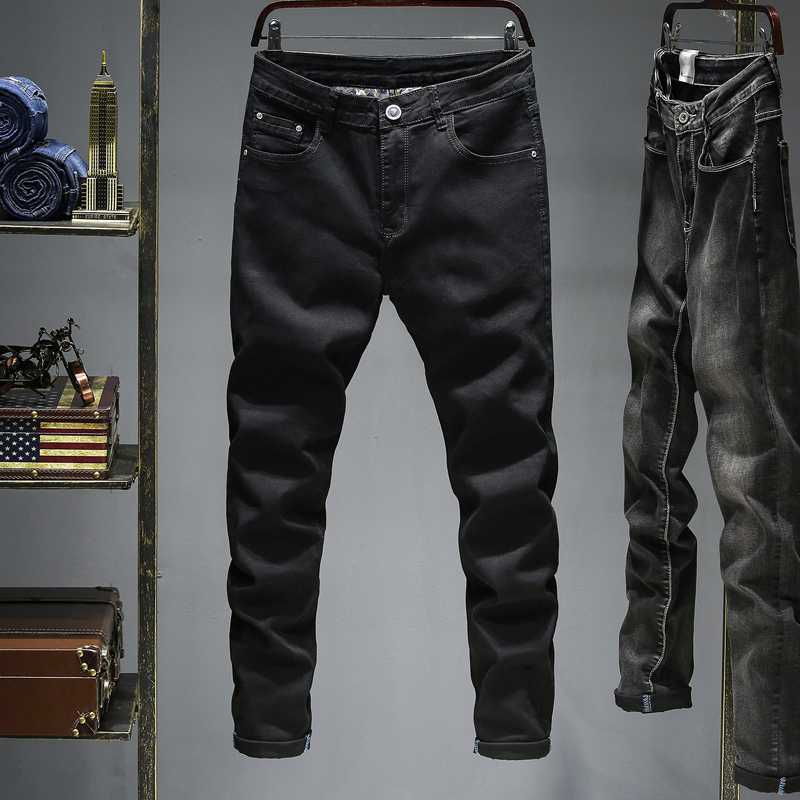 

Large size Jeans Men Slim Straight Black Summer Regular Fit Casual elastic Pants Men's Clothing Trousers Male Jeans Streetwear