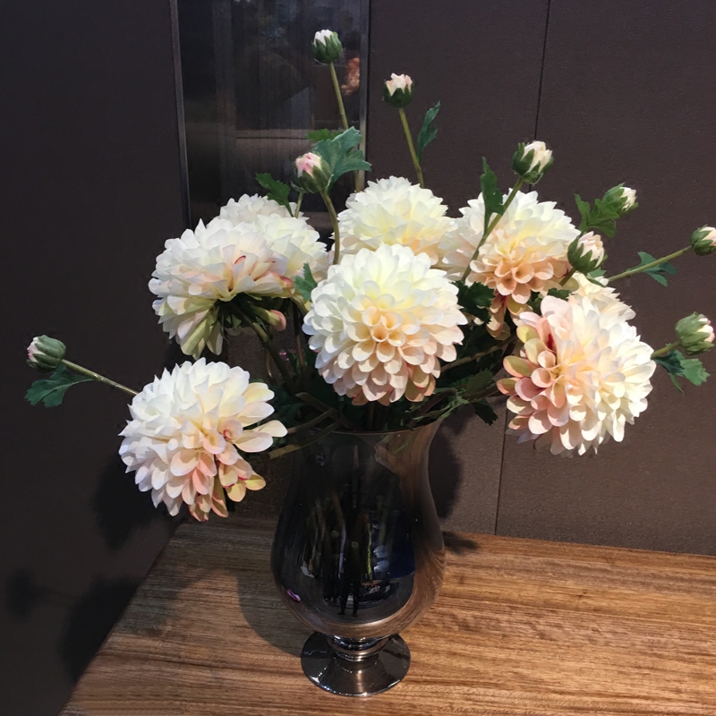 

INDIGO- 9pcs Dahlia With Bud Chrysanthemum Bouquet Wedding Flower Silk Flower Floral Event Party Shopwindow Display Centerpieces, 9pcs little pink