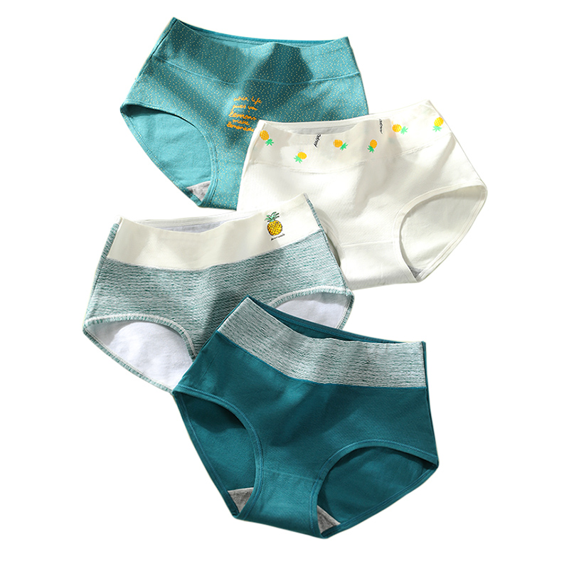 

Feilibin 4Pcs/set Panties Women Cotton High Waist Girls Underwear Cute Print Seamless Briefs Sexy Breathable Lingerie Size XXL, 1678a