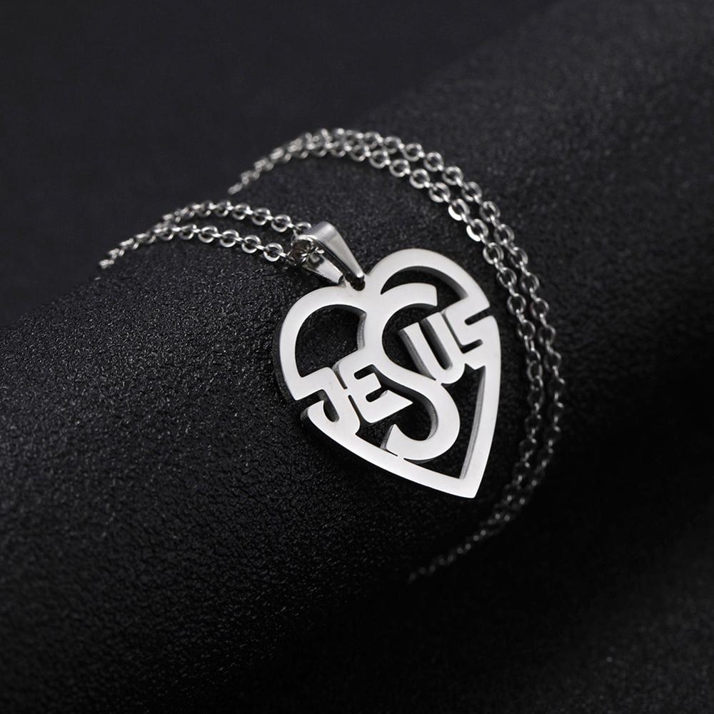 

Eueavan 10pcs/lot Loving Heart Arrows Jesus Crucifix Stainless Steel Necklace Role Chain Necklaces Women Men Gift Wholesale