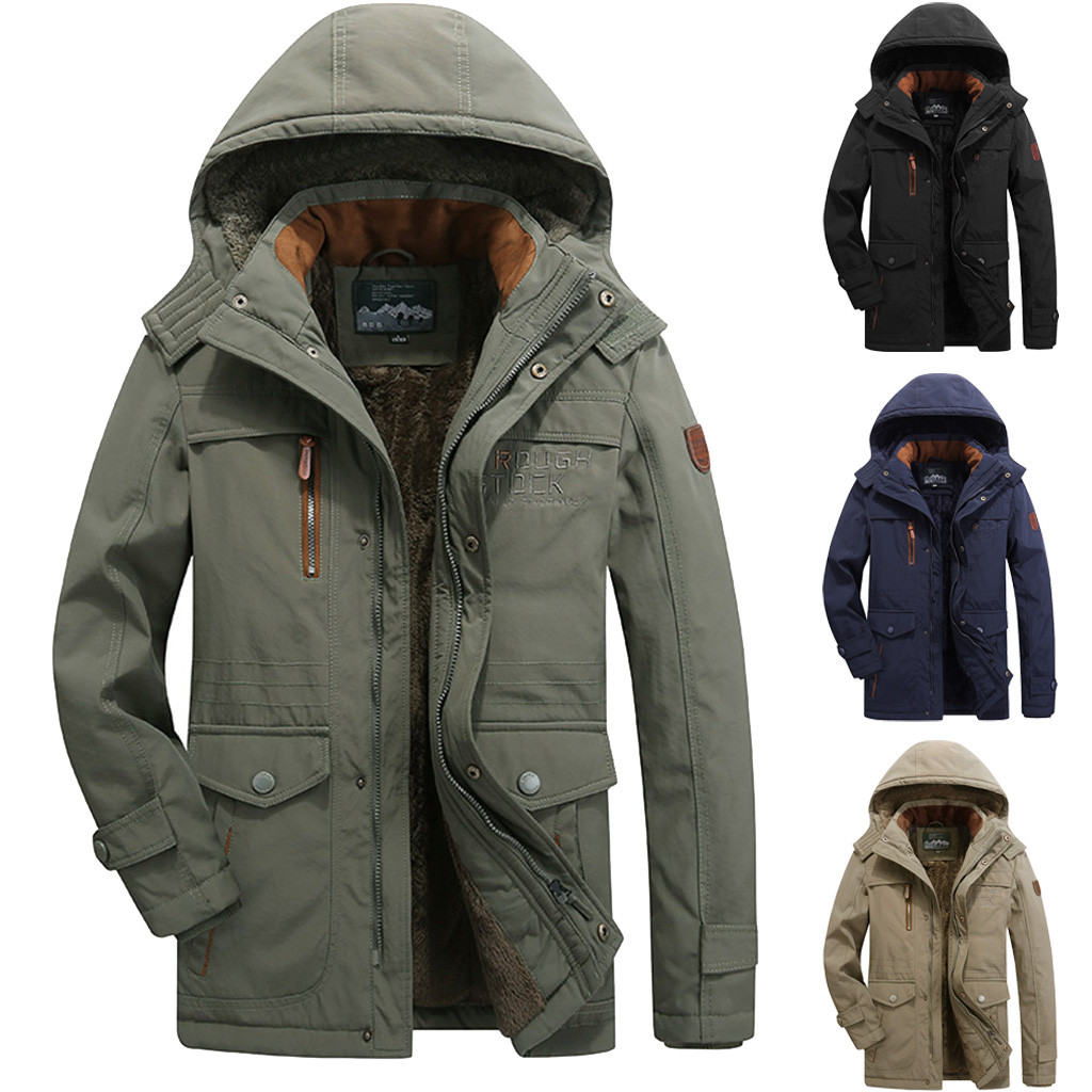 Men Fashion jacket Tracksuit Sweatshirt Male Winter Men's Long Section Plus Velvet Thick Hooded Jackets L-6XL