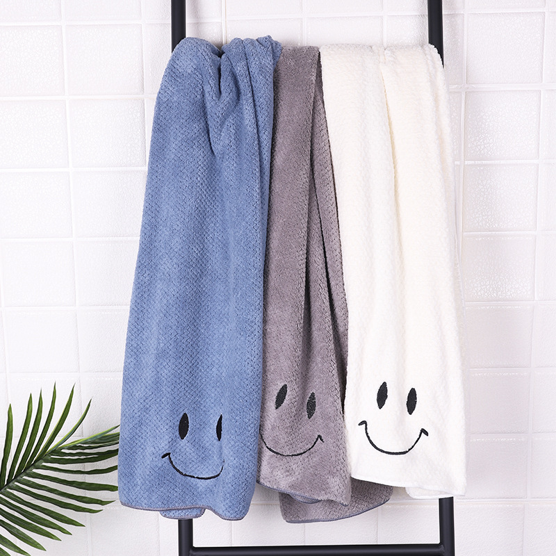 

Cartoon Children Bath Towel Smile Print Baby Towel Water Absorption Kid Towel Soft Comfortable Microfiber Towels Wrap Bath Supply VT0485, 3 colors