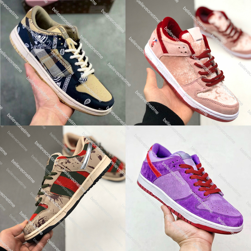 

SB Low Pro Trs Cactus Jack Plum Men Women Running Shoes StrangeLove Freddy Krueger Designer Trainers Sneakers 5.5-11, 10