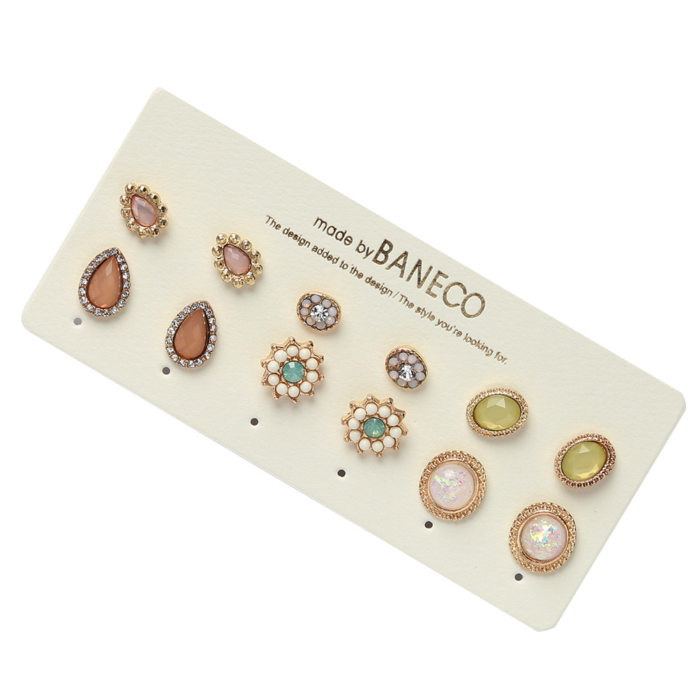 Water drop cat's eye stone Earring Set star studded six piece set Earring Jewelry Statement Earring Fashion Jewelry EH006-image-496039901