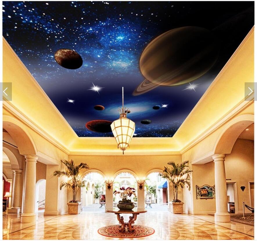 

3d ceiling murals wallpaper custom photo Starry sky universe planet background home decor living room wallpaper for walls 3 d, Non-woven wallpaper